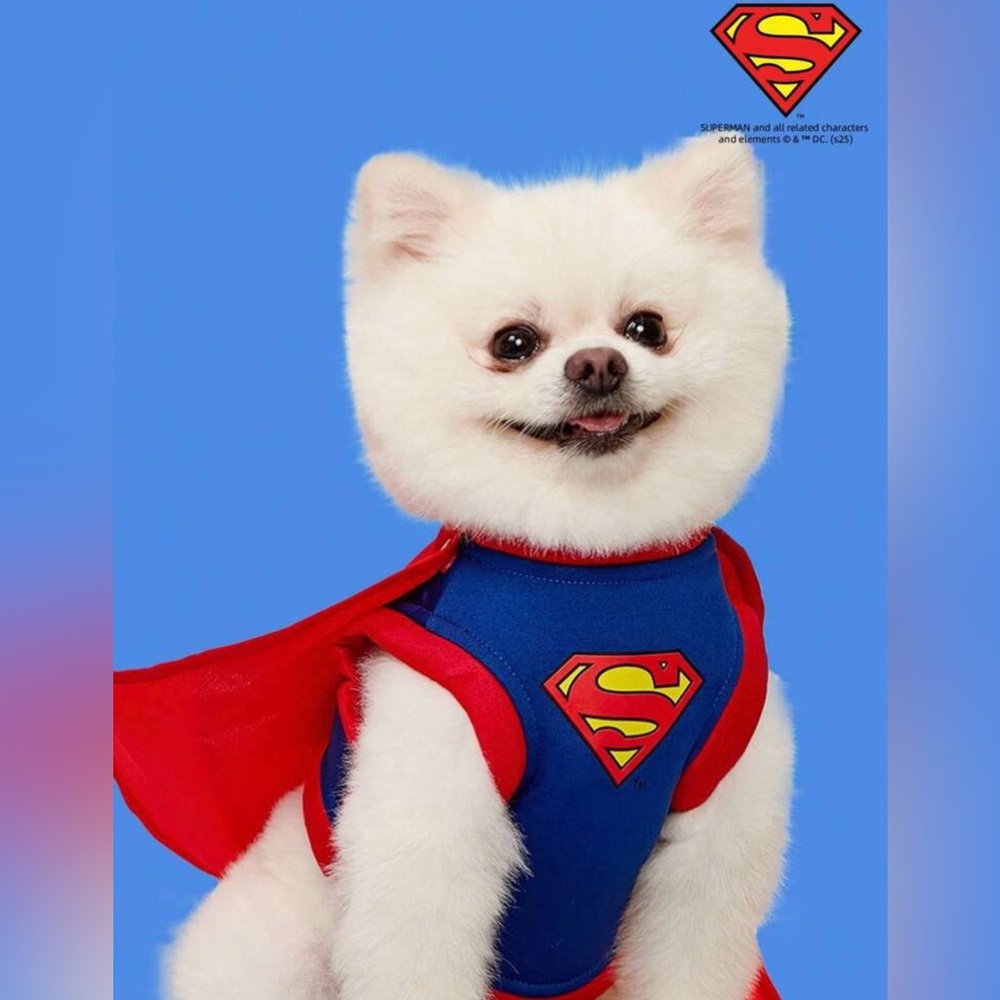 Superman Dog Costume Harness Vest with Cape